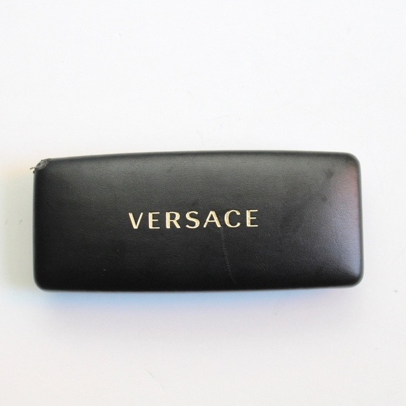 Versace Black Gold Print Logo Hard Shell Eyeglasses Sunglasses Case - Picture 1 of 4